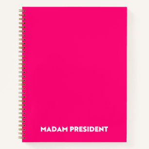 Carnet Madame la Présidente typographie minimaliste rose