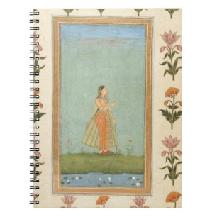 Carnet Madame tenant une fleur, se tenant prêt un étang