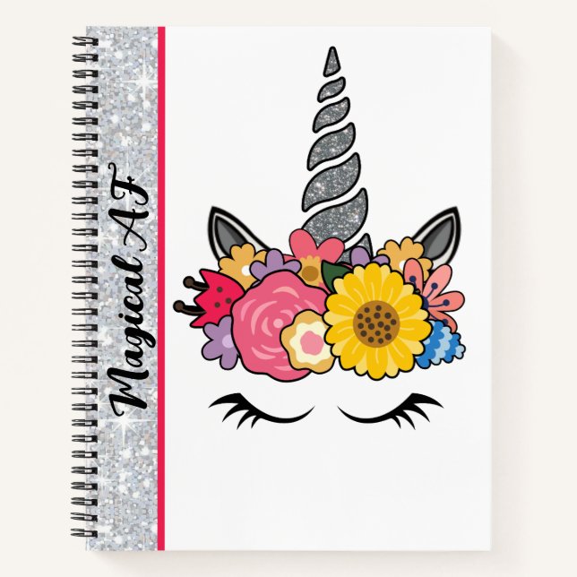 Carnet Magic AF Parties scintillant Unicorn Flower Crown  (Devant)