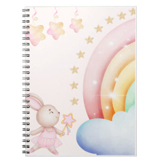 Carnet Magical Bunny and Rainbow | Cute Pastel Kids Illus