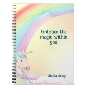 Carnet Magique mignonne Unicorne & nom arc-en-ciel person