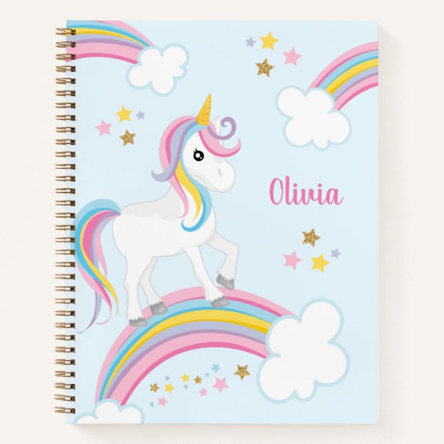 Carnet Magique Rainbow Unicorn Enfants personnalisés (Devant)
