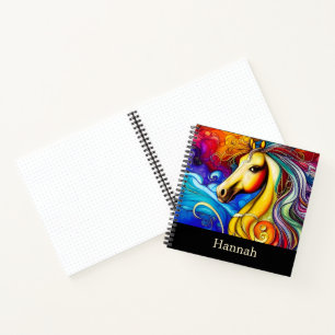 Carnet Magnifique arc-en-ciel Cheval Portrait Bullet