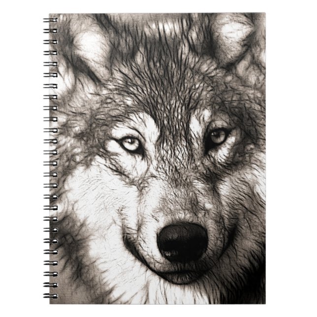 Carnet Magnifique loup visage photo accessoires d'impress (Devant)