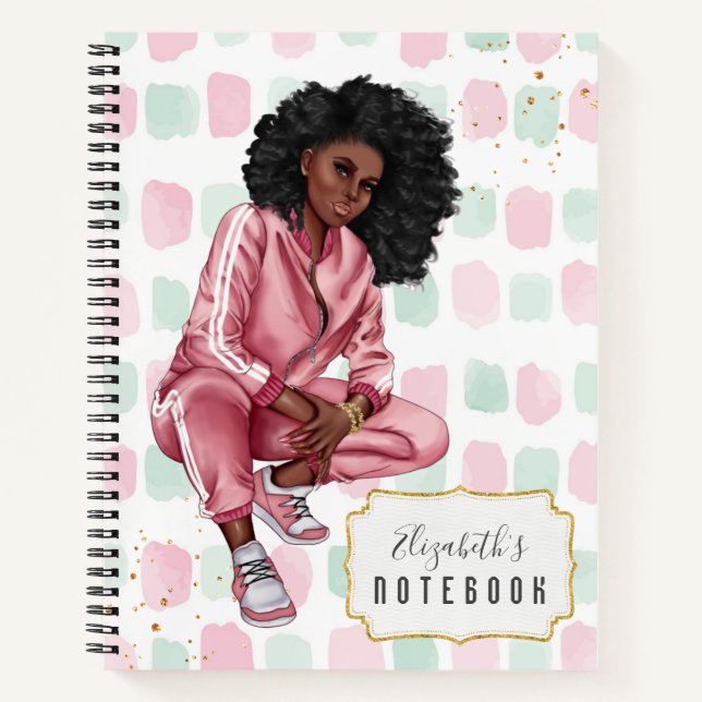 Carnet Magnifique ordinateur portable Afro American Pink  (Devant)