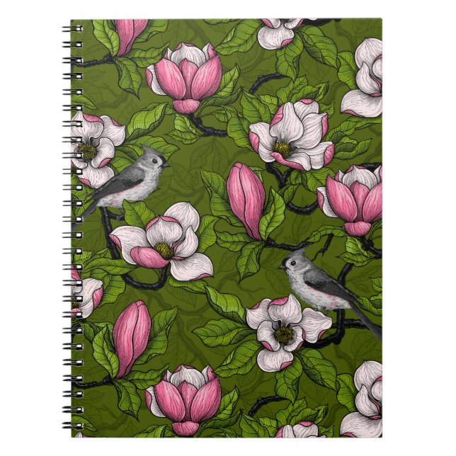 Carnet Magnolia en floraison et oiseau de tireur 2 (Devant)