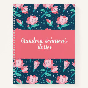 Carnet Magnolia Floral Grandma's Stories Nom Mémoire Livr