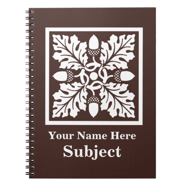 Carnet Mahogany Acorn and Leaf Tile Design (Devant)