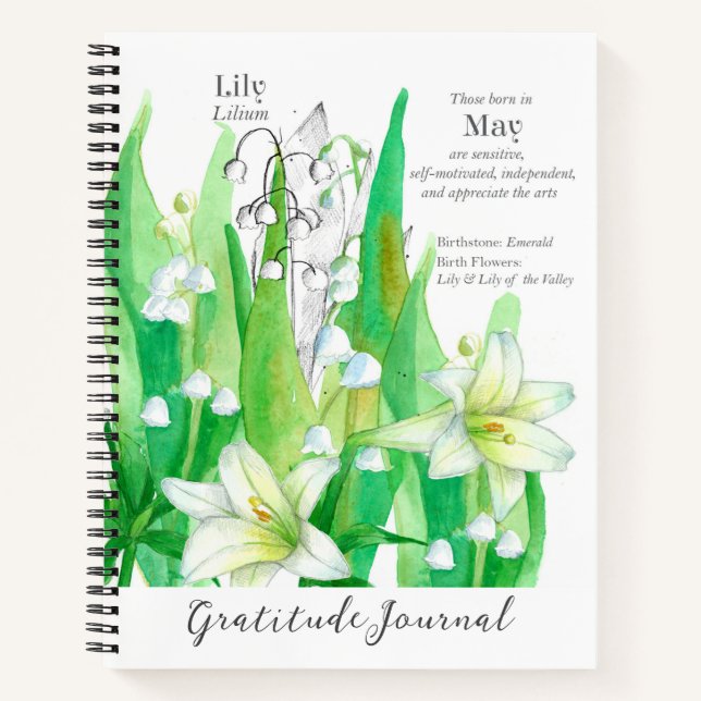 Carnet Mai Anniversaire Lily de la Vallée Gratitude Journ (Devant)