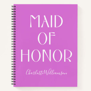 Carnet Maid of Honor Orchidée Typographie Nom Mariage