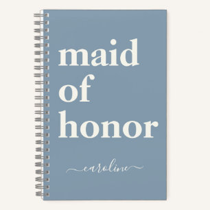 Carnet Maid of Honor Simple Minimaliste moderne Nom bleu