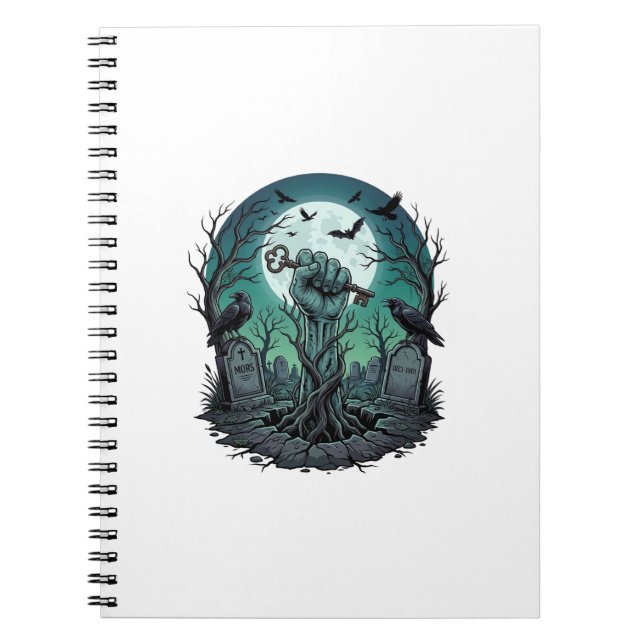 Carnet Main de zombie squelette clé tombe corbeaux Hal (Devant)
