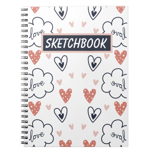 Carnet Main Drate Motif rose et blanc sketchbook (Devant)