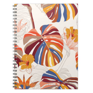 Carnet Main florale tropicale brillante tirée