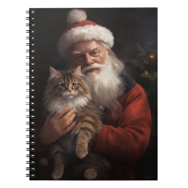 Carnet Maine Coon avec Noël Festif du Père Noël (Devant)