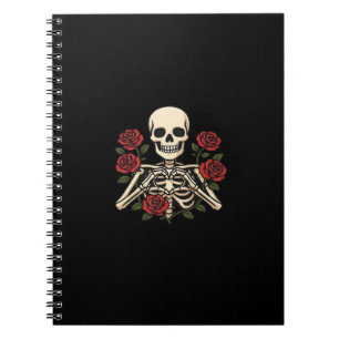 Carnet Mains Coeur Squelette Avec Roses Rouges - Romantiq