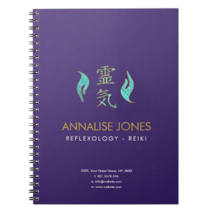 Carnet Mains de Reiki et symboles curatifs d'or