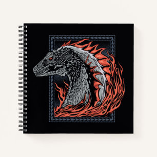 Carnet MAISON DU DRAGON   Profil de dragon en flammes