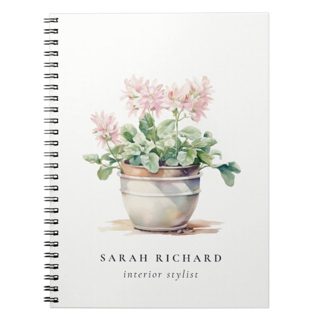 Carnet Maison Florale en pots Plante Aquarelle Botanique (Devant)