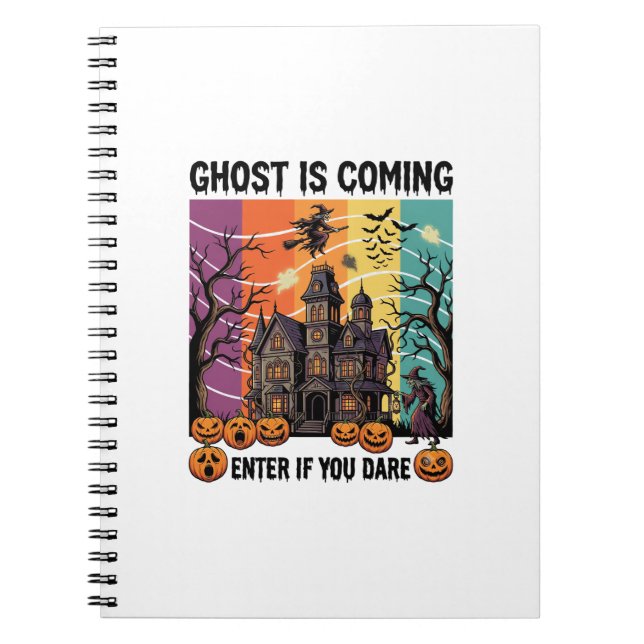 Carnet Maison Hantée Halloween Fantôme Arrive Pompe à Sor (Devant)