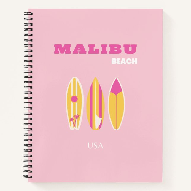 Carnet Malibu, Plage de Malibu, Preppy, Rose (Devant)