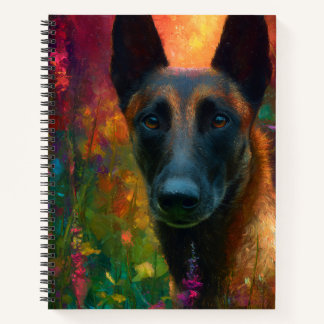 Carnet Malinois with Wildflowers Portrait