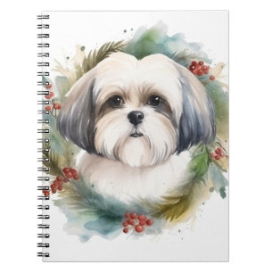 Carnet Malti Tzu Christmas Wreath Festive Pup