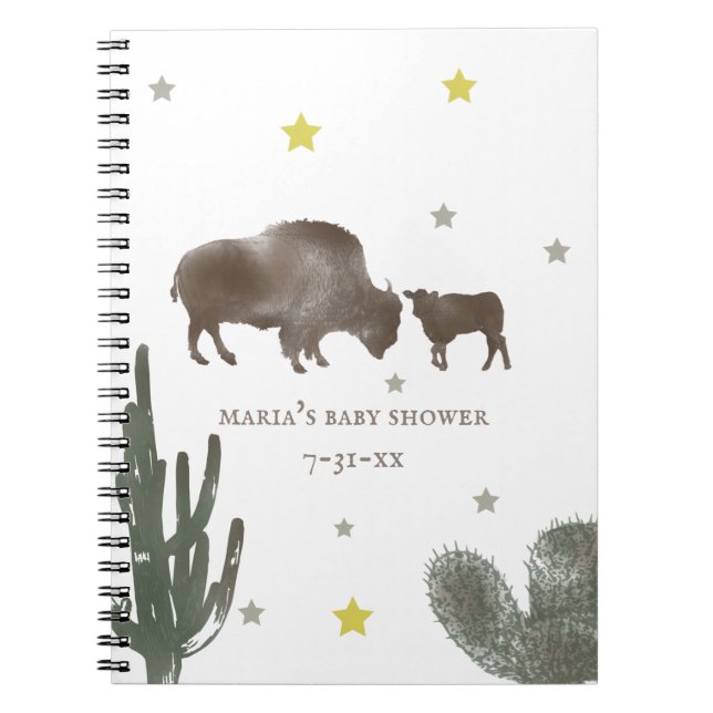 Carnet Mama Baby Buffalo Cactus Boy Baby shower Invité (Devant)