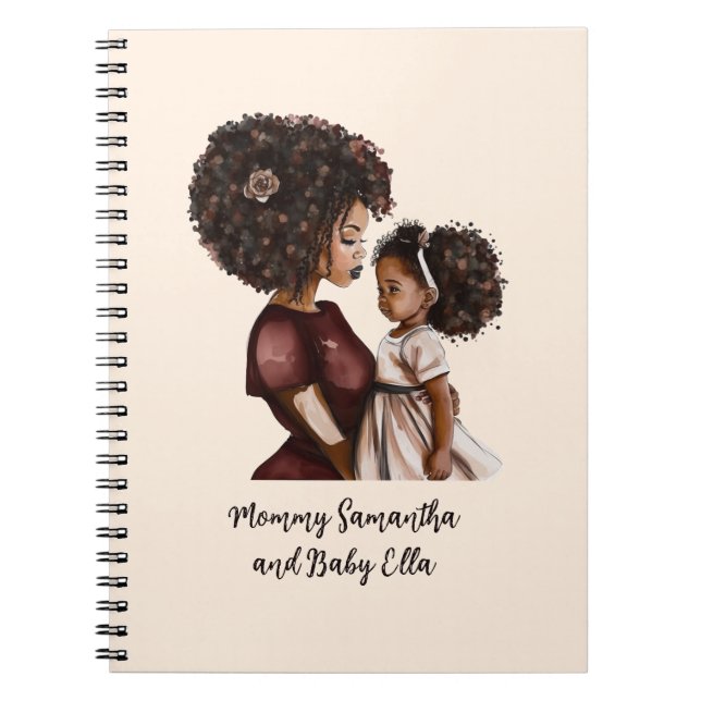 Carnet Maman et fille noire personnalisée (3) (Devant)