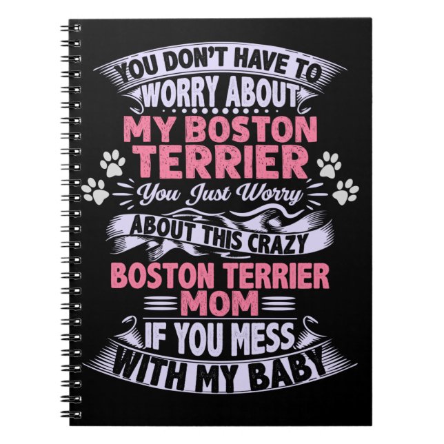 Carnet Maman folle "Boston Terrier" (Devant)