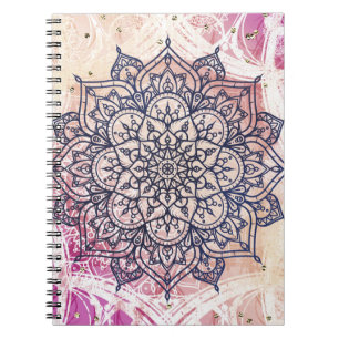 Carnet Mandala aérien heureux rose violet jaune bleu et o