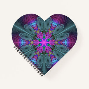 Carnet Mandala coloré frappant art fractal kaléidoscope