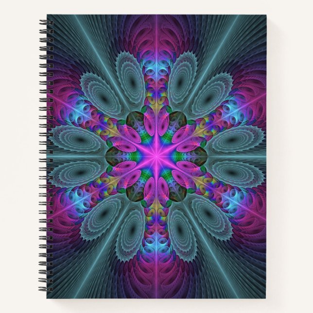 Carnet Mandala Colorful Striant Fractal Art Kaleidoscope (Devant)