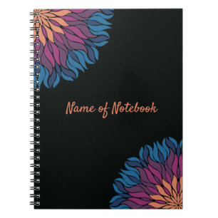 Carnet Mandala de fleurs en bleu et mauve