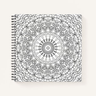 Carnet Mandala décoration noir blanc ornement abstrait