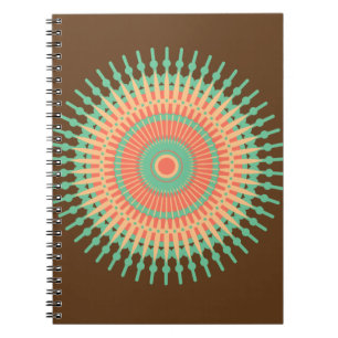 Carnet Mandala design vert, orange indienne