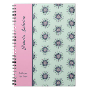 Carnet Mandala Doodles Floral Rose Turquoise Moderne