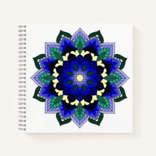 Carnet Mandala Motif 02 en bleu foncé