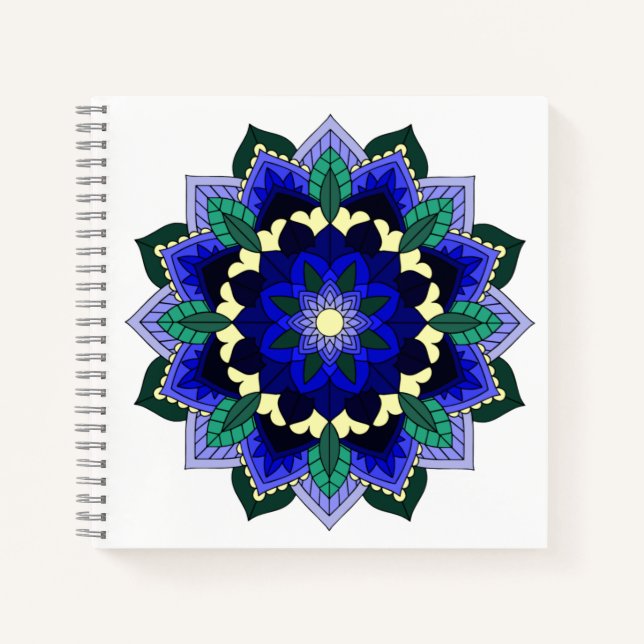 Carnet Mandala Motif 02 en bleu foncé (Devant)