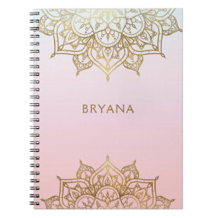 Carnet Mandala Or Rose Pêche Chic Glamour Moderne Glamour