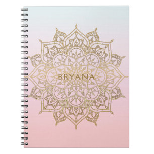 Carnet Mandala Or Rose Pêche Chic Glamour Moderne Glamour