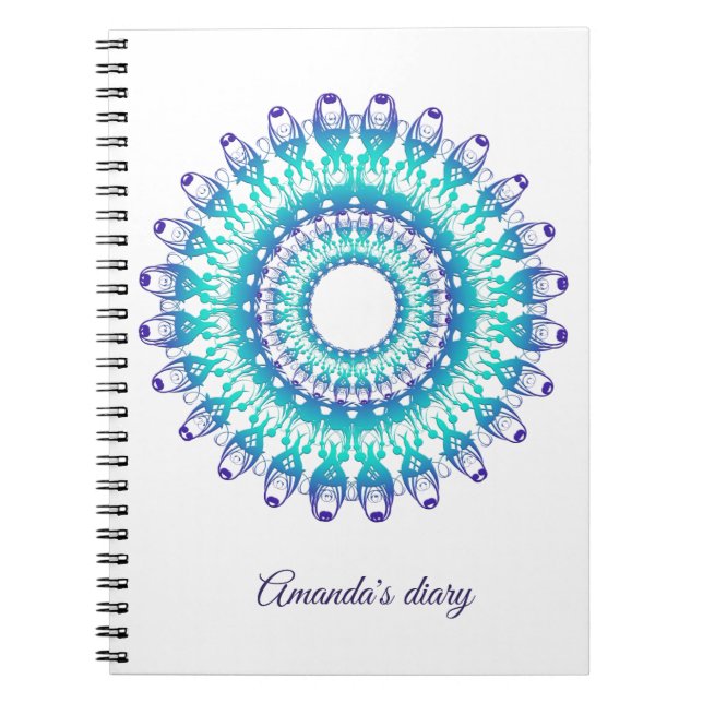 Carnet mandala turquoise ethnique. Texte (Devant)