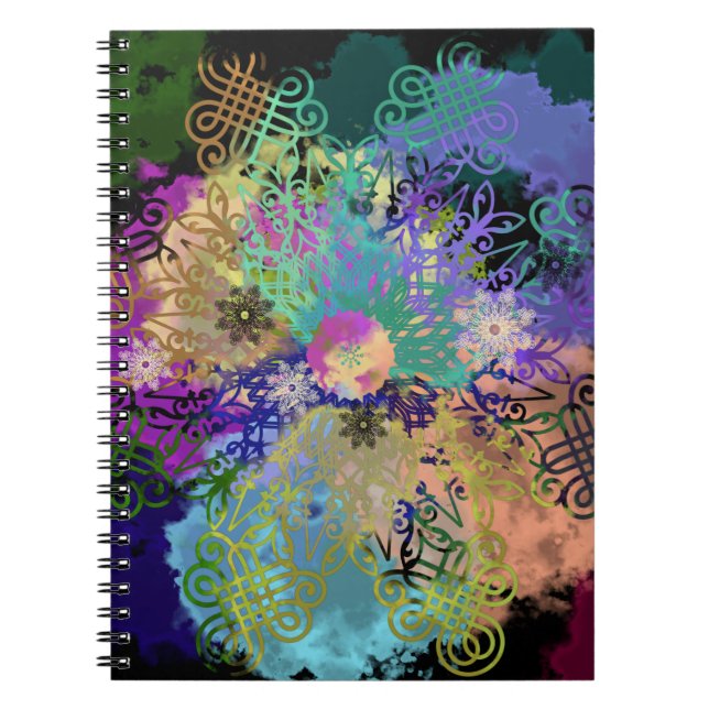 Carnet Mandalas dentelles géométriques multicolores (Devant)