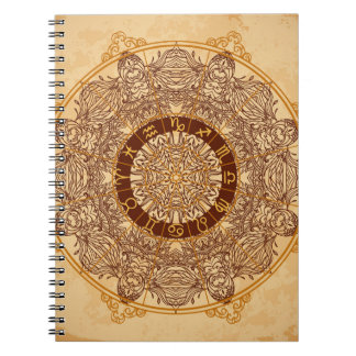 Carnet Mandalas, zodiac, orné, cercle vintage.