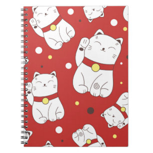 Carnet Maneki-Neko chat, motif japonais de doodle.