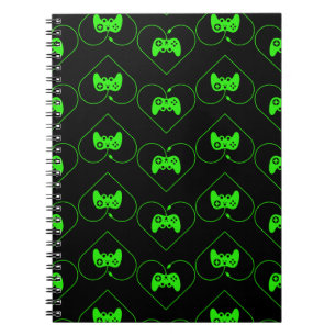 Carnet Manette de jeu vidéo verte à motif de cœur