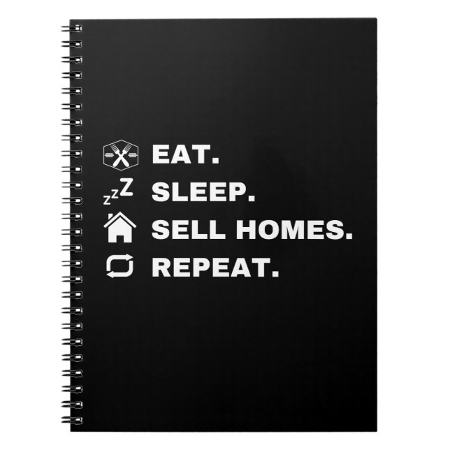 Carnet Manger, Dormir, Vendre des maisons, Répéter (Devant)