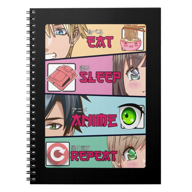 Carnet Mangez Sleep Anime Lover Otaku Girl Japonaise Rame (Devant)