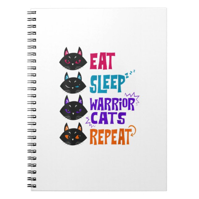 Carnet Mangez Sleep Chat Guerrier Répétez Amoureux des ch (Devant)