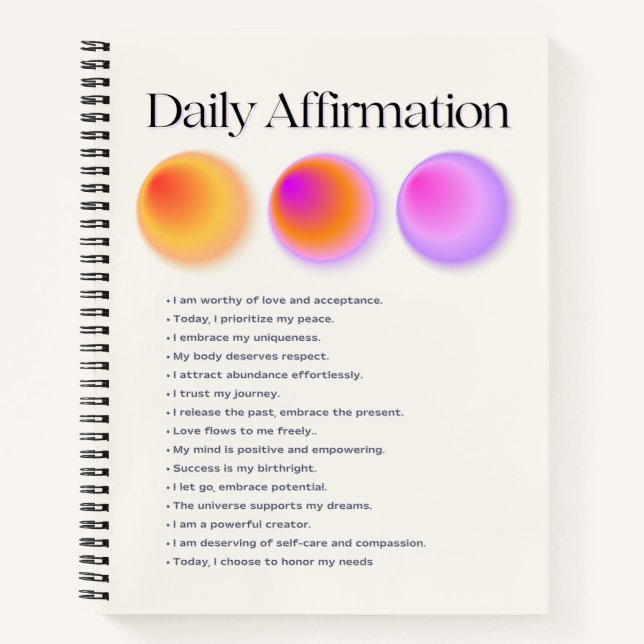 Carnet manifestation d'affirmations quotidiennes (Devant)